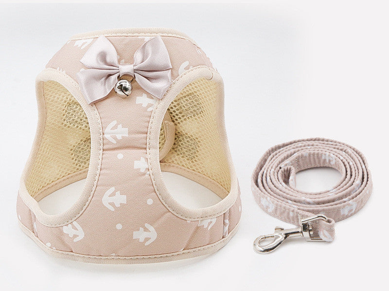Breathable Mesh Pet Harness Set with Bow Tie – Cats & Small Dogs - Fluffs Club