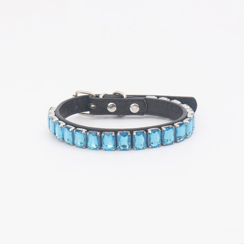 Adjustable Faux Leather Diamond Diva Dog Collar