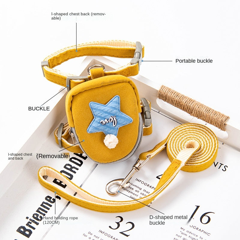 Cute Dog Harness with Leash & Mini Backpack - Fluffs Club
