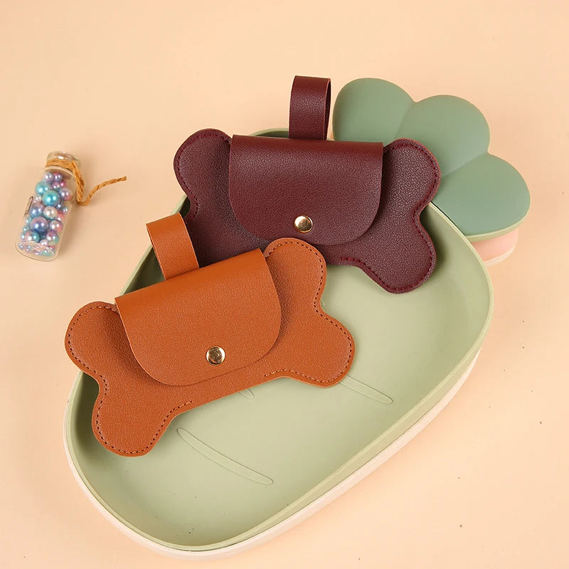 Faux Leather Bone-Shaped Poop Bag Dispenser - My Store