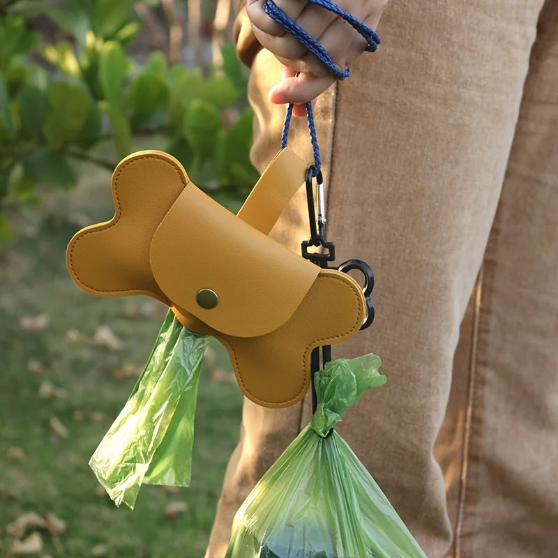 Faux Leather Bone-Shaped Poop Bag Dispenser - My Store