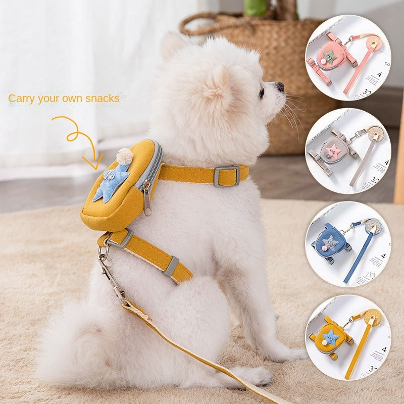 Cute Dog Harness with Leash & Mini Backpack - Fluffs Club