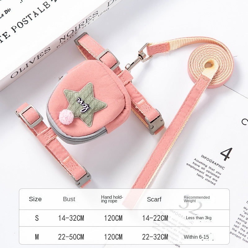 Cute Dog Harness with Leash & Mini Backpack - Fluffs Club