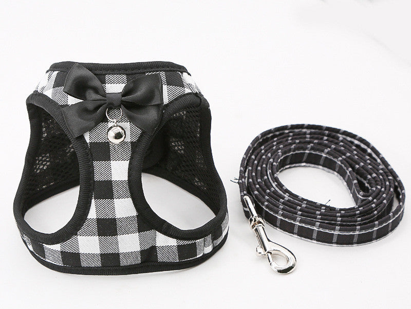 Breathable Mesh Pet Harness Set with Bow Tie – Cats & Small Dogs - Fluffs Club