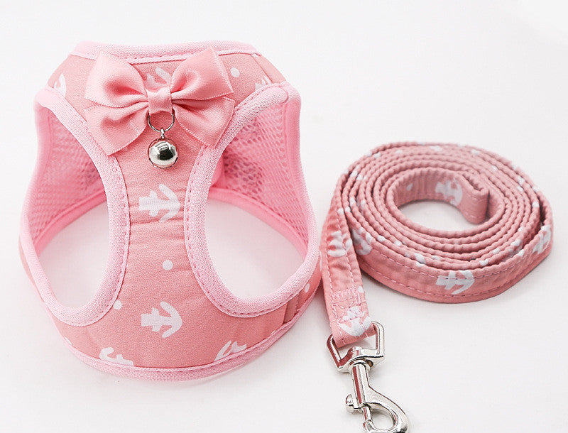 Breathable Mesh Pet Harness Set with Bow Tie – Cats & Small Dogs - Fluffs Club