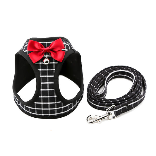 Breathable Mesh Pet Harness Set with Bow Tie – Cats & Small Dogs - Fluffs Club
