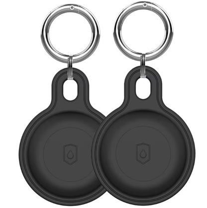 Silicone AirTag Holder Keychain Case – Shockproof Waterproof Protective Black