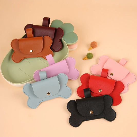 Faux Leather Bone-Shaped Poop Bag Dispenser - My Store