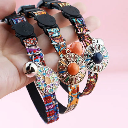 Bohemian Cat Collar With AirTag Holder - Fluffs Club