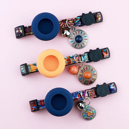 Bohemian Cat Collar With AirTag Holder - Fluffs Club