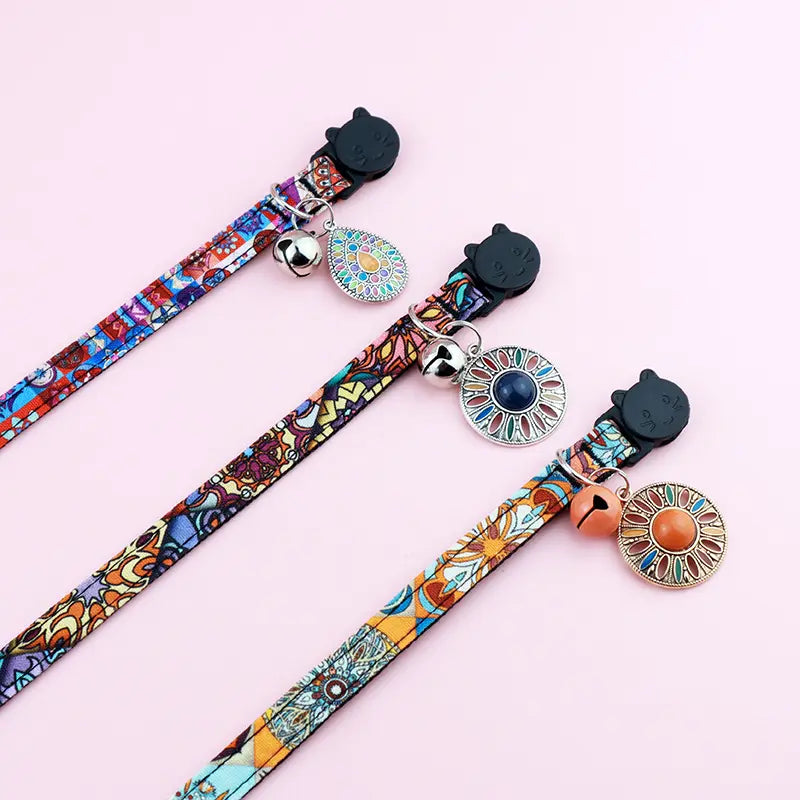 Bohemian Cat Collar With AirTag Holder - Fluffs Club