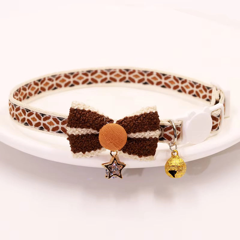Elegant Lace Bow Pet Collar - Adjustable Necklace-Style Collar for Cats