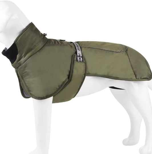 High-Quality Reflective Dog Jacket – Warm Waterproof Winter Coat Army Green - Fluffs Club