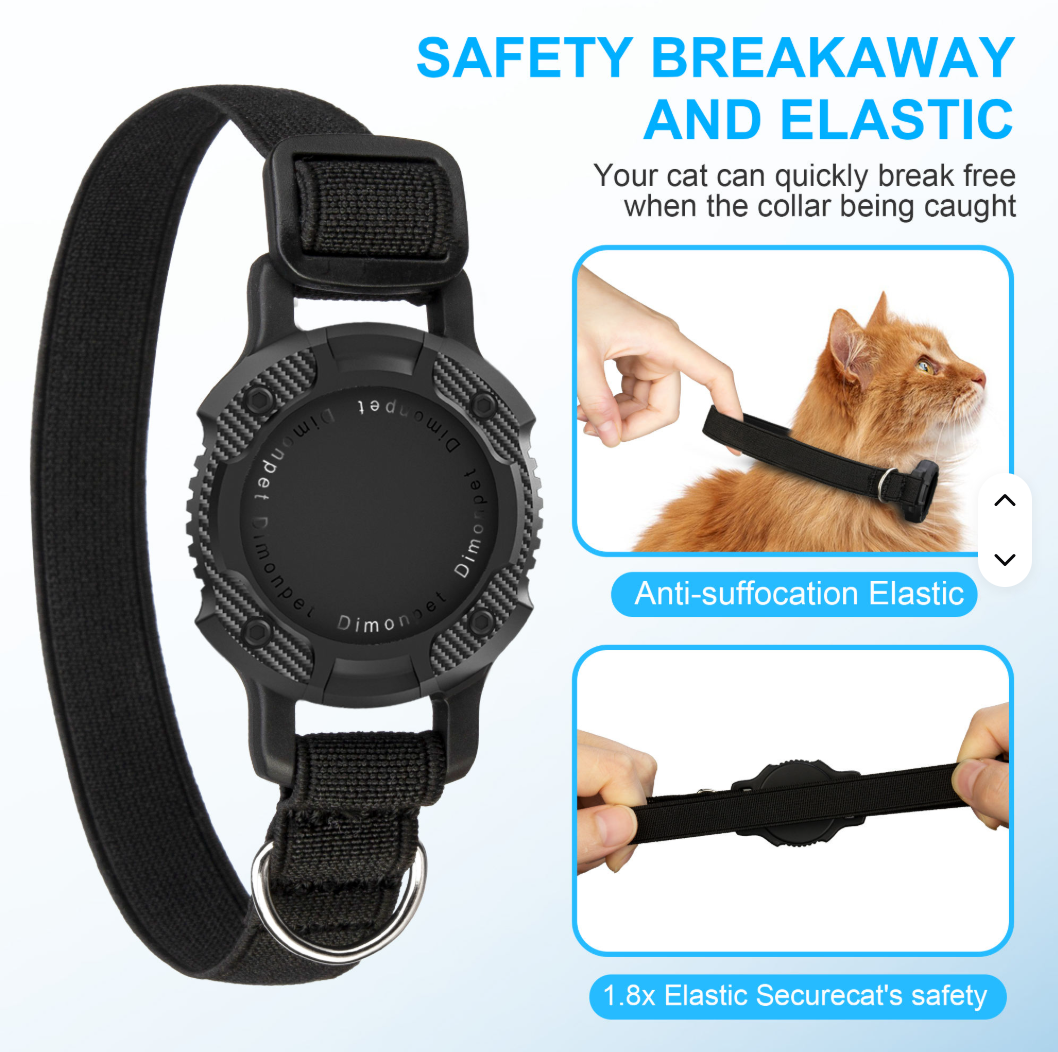 Stretchy Cat Collar with AirTag Holder - Fluffs Club