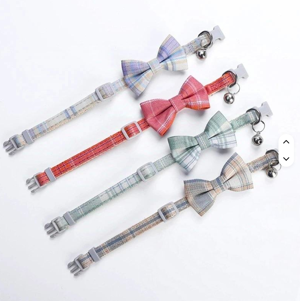 Tweed Bow Tie Cat Collar - Fluffs Club