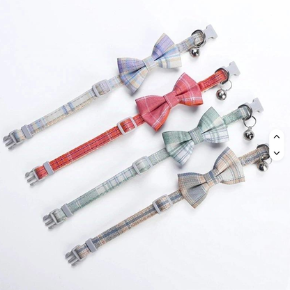 Tweed Bow Tie Cat Collar - Fluffs Club