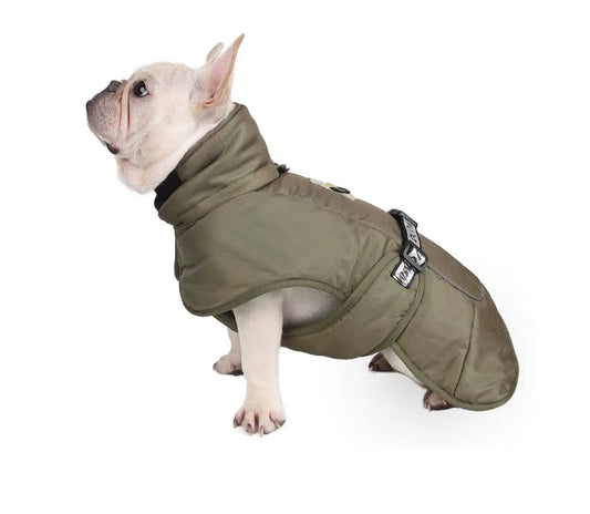 High-Quality Reflective Dog Jacket – Warm Waterproof Winter Coat Army Green - Fluffs Club