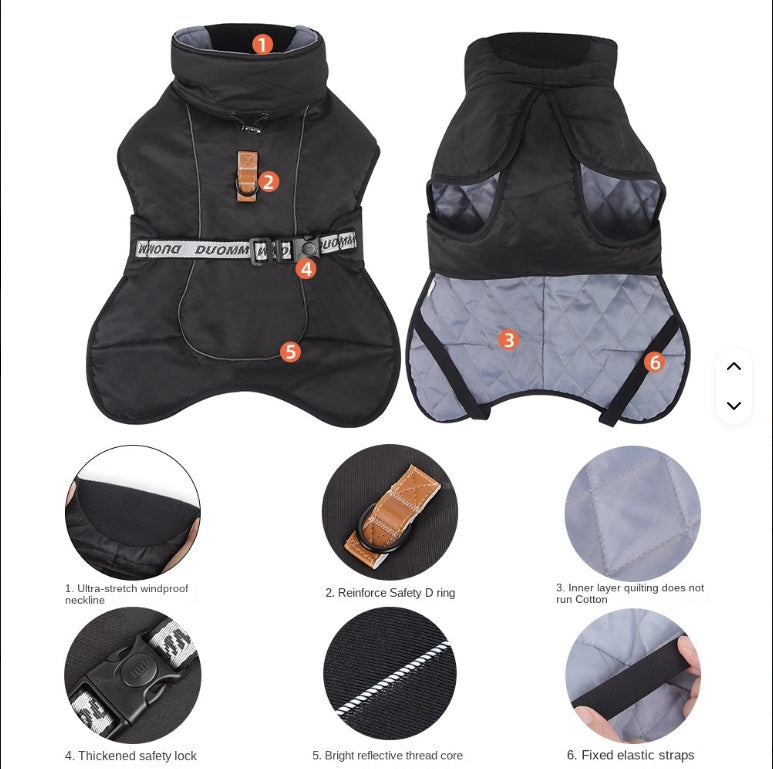 High-Quality Reflective Dog Jacket – Warm Waterproof Winter Coat Army Green - Fluffs Club